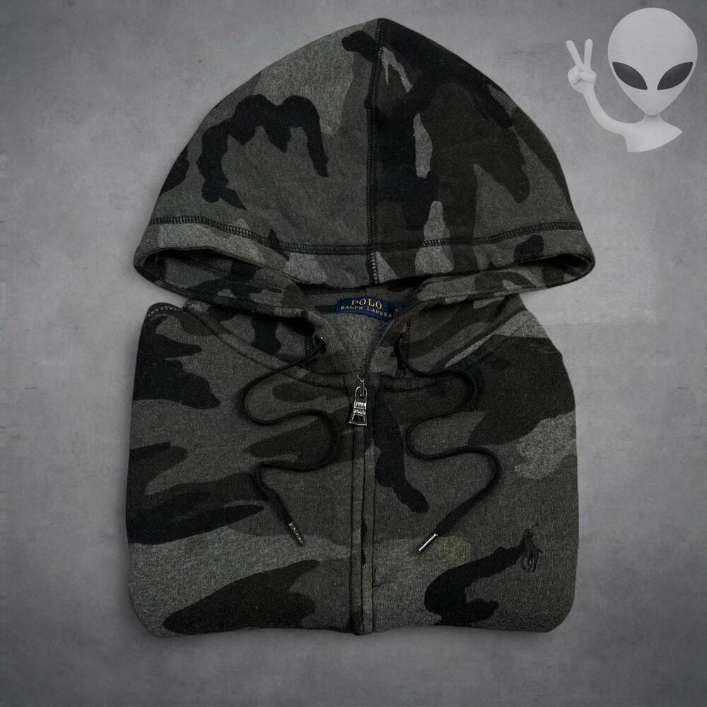 Polo Ralph Lauren Women's Small Black Camo Full Zip Hoodie - Picture 6 of 6